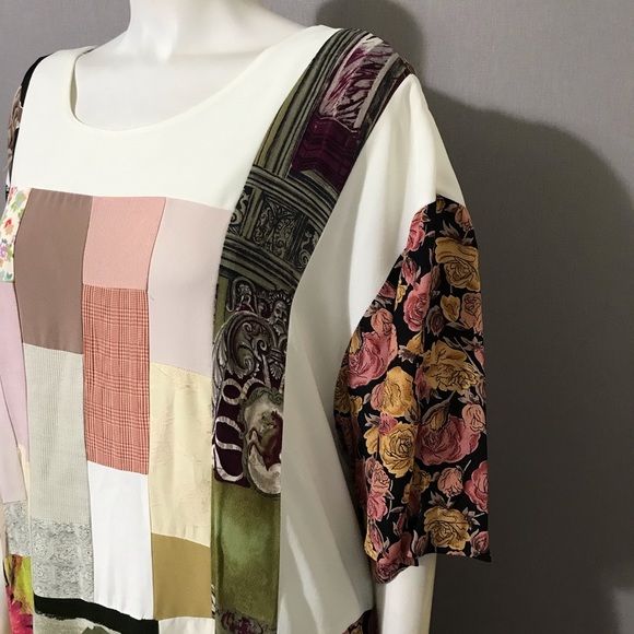 Vintage LBW Allover Patchwork Floral Artsy Maxi Tunic Dress Sz-4X - Picture 4 of 12